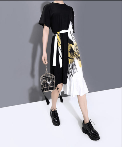 half wrap brushstroke dress