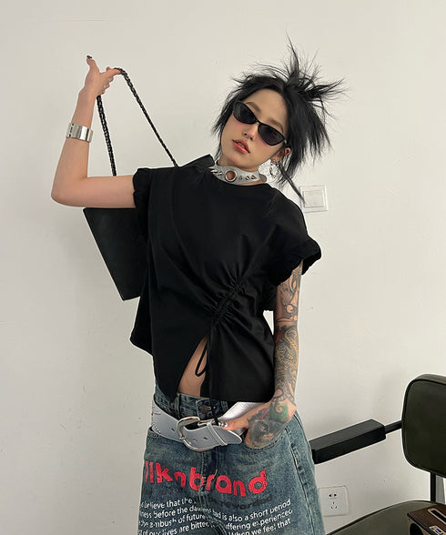 English Letter Print Denim Pants