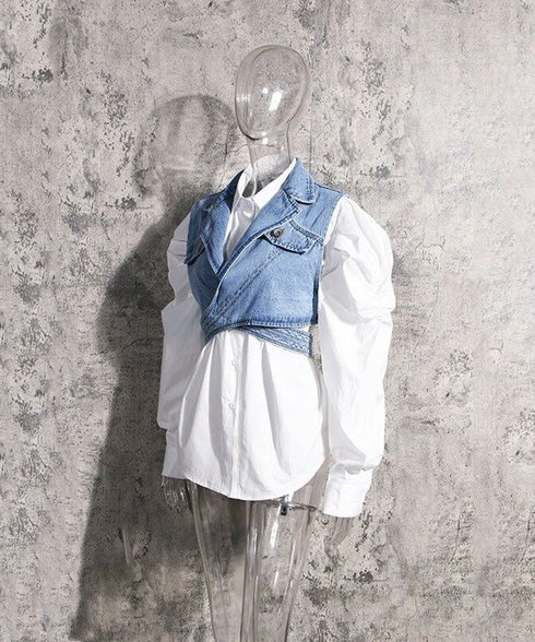 Puff Sleeve Shirts & Vest Co-ord