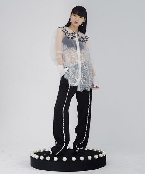 Sheer Lace Collar Blouse