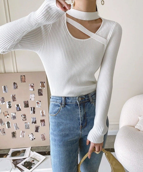 Asymmetric Rib Knit Top