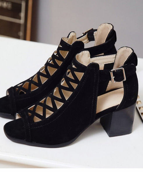 Cross Lace Open Toe Sandals