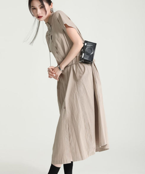 Asymmetric Button Minimal Dress