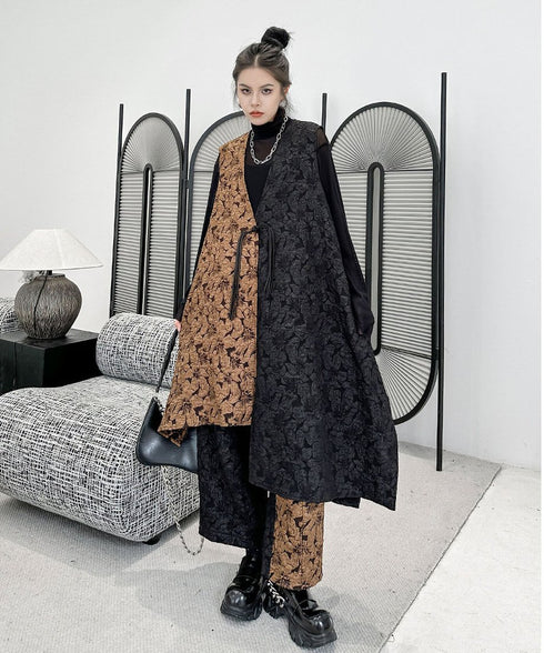 Ripple-fabric Vest&Pants Co-ord