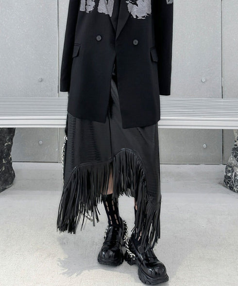Fringe Faux Leather Skirt