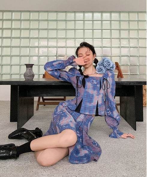 Puff Sleeve Top & Skirt Co-ord