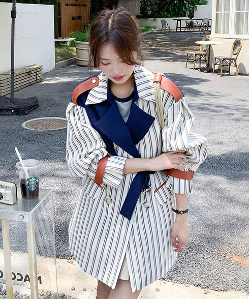 Stripe Short Trench Coat