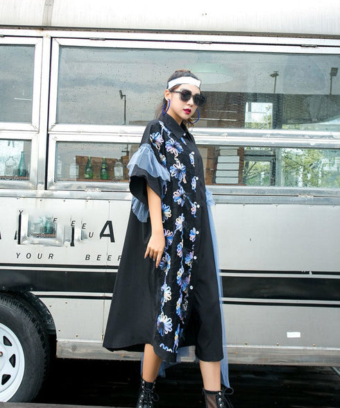 Gradation Flower Short Sleeve Dress