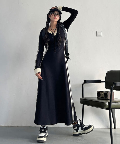 Side Line V-neck Dress