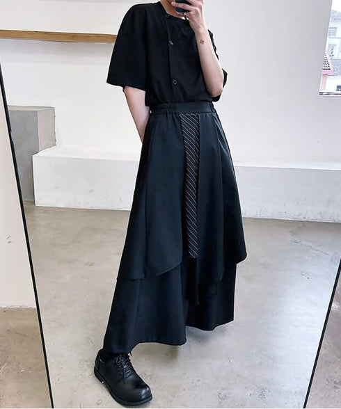 Layered Pleated Wide Pants