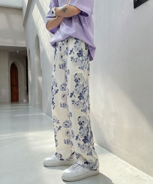 Flower Print Wide Pants