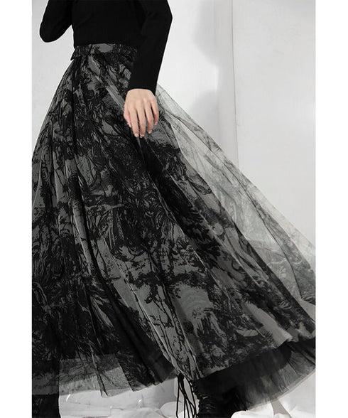 Shadow Botanical Mesh Skirt