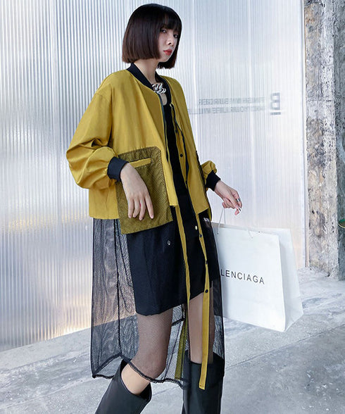 網狀開關拉鍊開襟衫