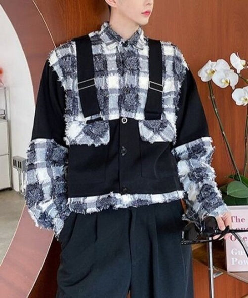 Fringe Check Combination Jacket