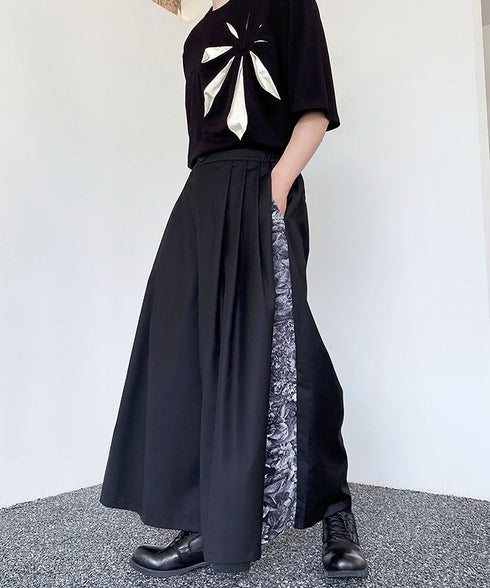 Side Panel Pleated Wide Pants