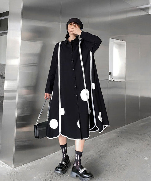 Scallop Dot Graphic Shirt Dress