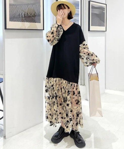 Sleeve See-through Dress