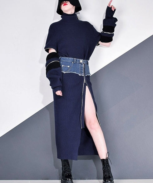 Designer Zip Sweater & Skirt Co-ord