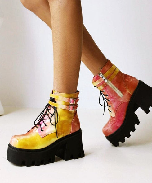 Front Lace-up Ankle Boots