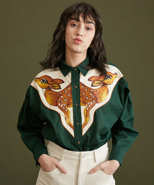 Deer Embroidery Blouse