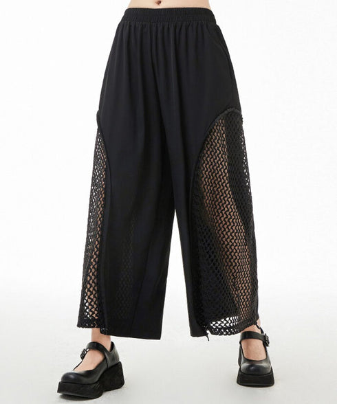 Side Mesh Wide Pants
