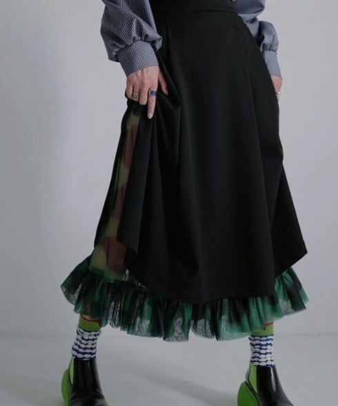 Ruffle Hem Layered Skirt