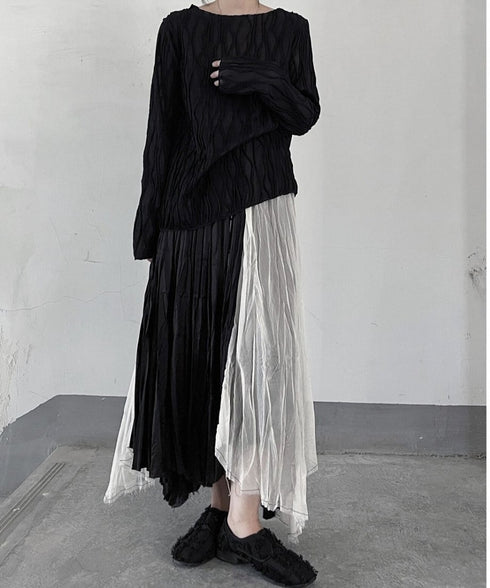 Ripple-fabric Long Sleeve T-shirt