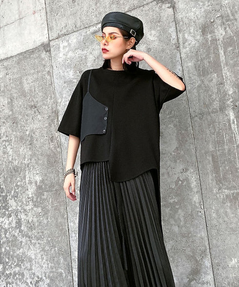 Half Sleeve Asymmetric Top