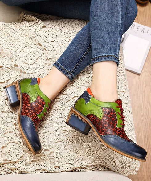 Color Patchwork Oxford Shoes