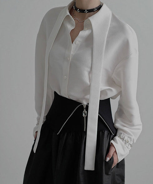 Scarf Collar White Blouse