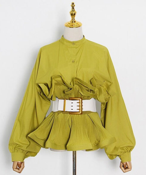 Pleated Peplum Blouse