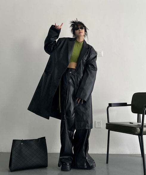 Oversized Faux Leather Jacket