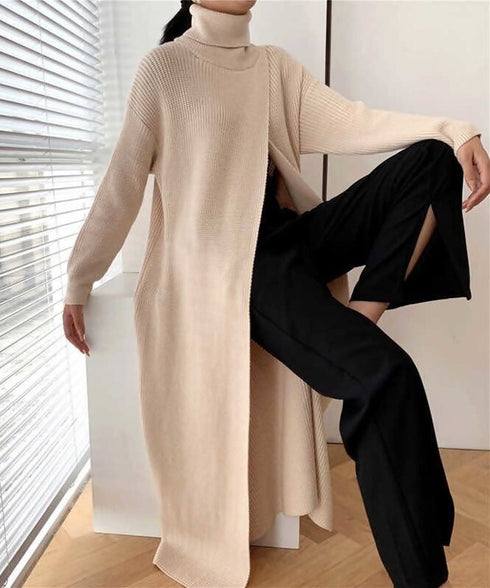 Long Knit Drape Sweater