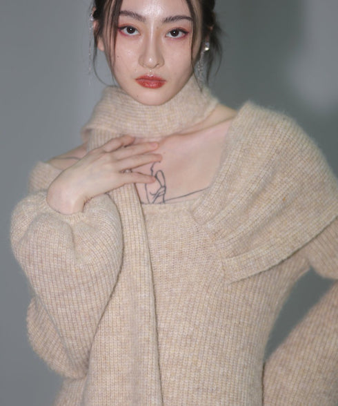 Melange Knit Dress & Scarf Co-ord