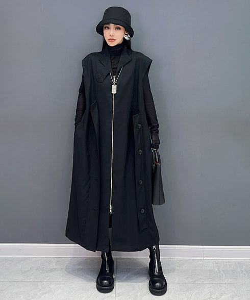 Stand Collar Zip Long Vest