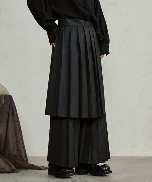 Pleated Wide Pants & Wrap Apron Co-ord