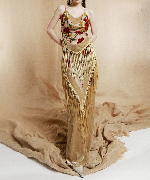 Flower Layered Tassel Skirt