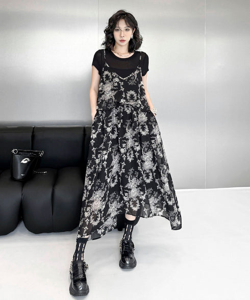 Faux Layered Floral Dress