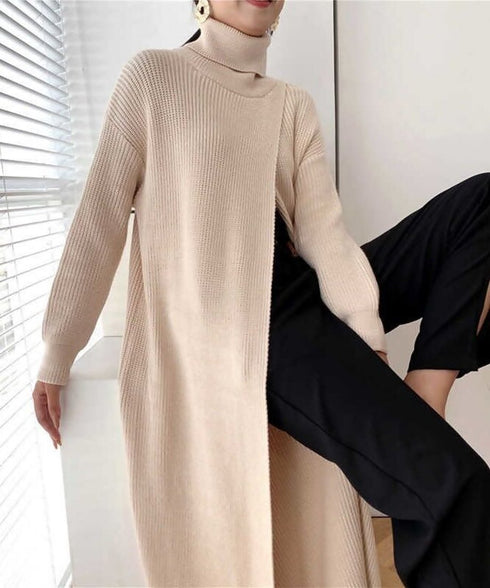 Long Knit Drape Sweater