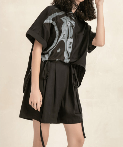 Half Graphic Short Sleeve Shirt Set