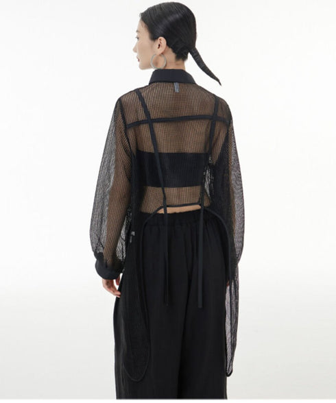 Side Long Mesh Blouse
