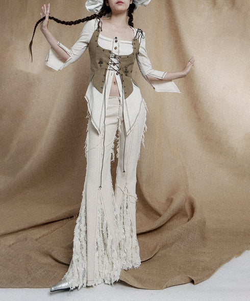 Untrimmed Bootcut Pants