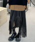 Fringe Faux Leather Skirt