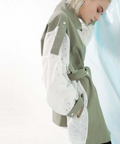 Lace Switching Short Coat