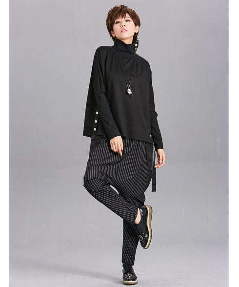 Snap Collar Drawstring Top