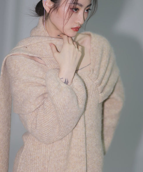 Melange Knit Dress & Scarf Co-ord