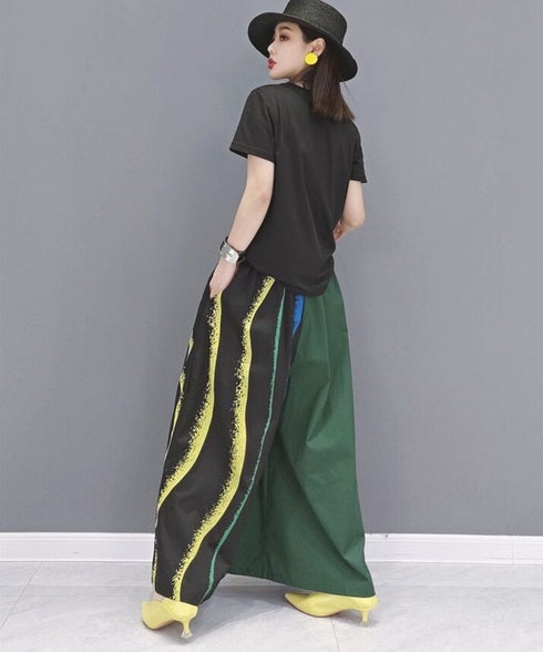 Wave Line Printed Wide Pants