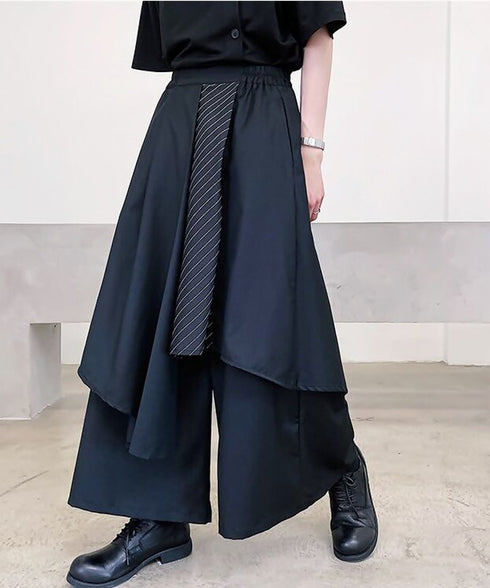 Layered Pleated Wide Pants