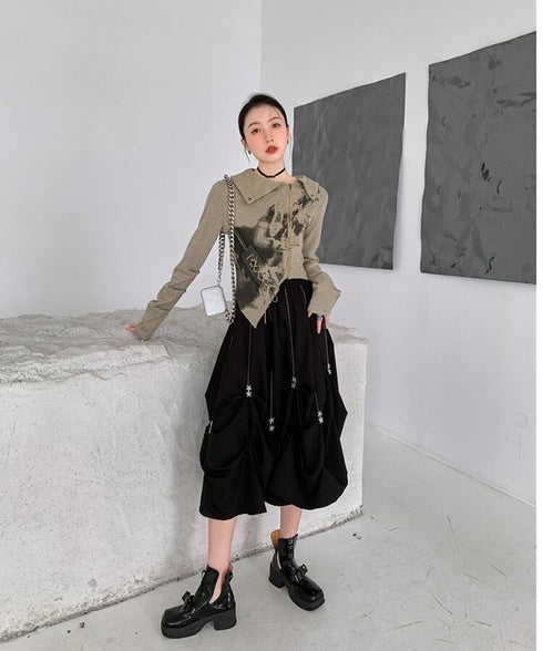 Star Charm Drawstring Balloon Skirt