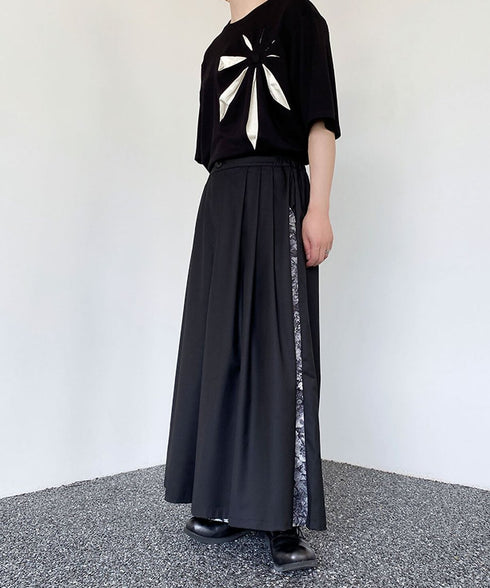 Side Panel Pleated Wide Pants